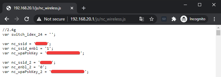 2.4GHz SSIDs and Passwords