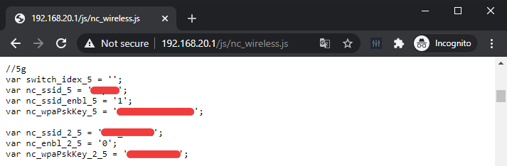 5GHz SSIDs and Passwords